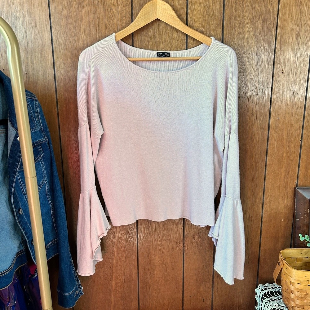 Express Light Pink Bell Sleeve Knit Top – Size‎ XS